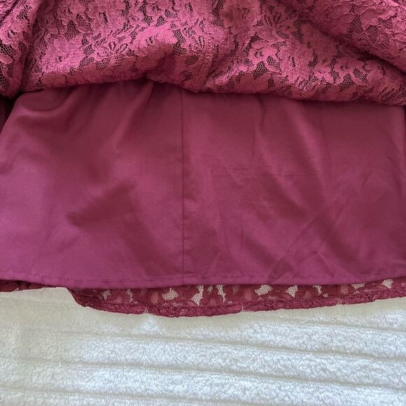 Loft Fully Line Lace Dress Size 10P Wine Color EUC - Picture 12 of 12